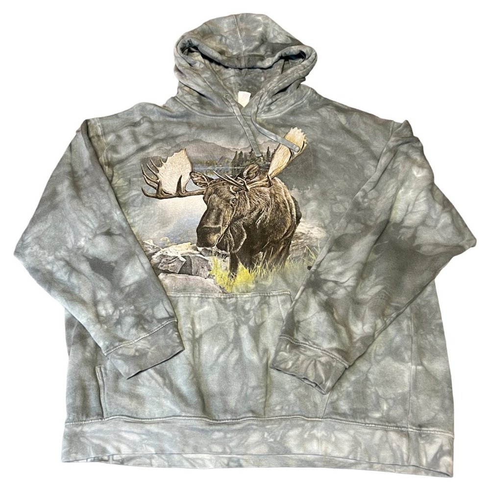 The Mountain Moose Hoodie Mens XL Sweatshirt Green Dyed Animal Outdoors Pullover